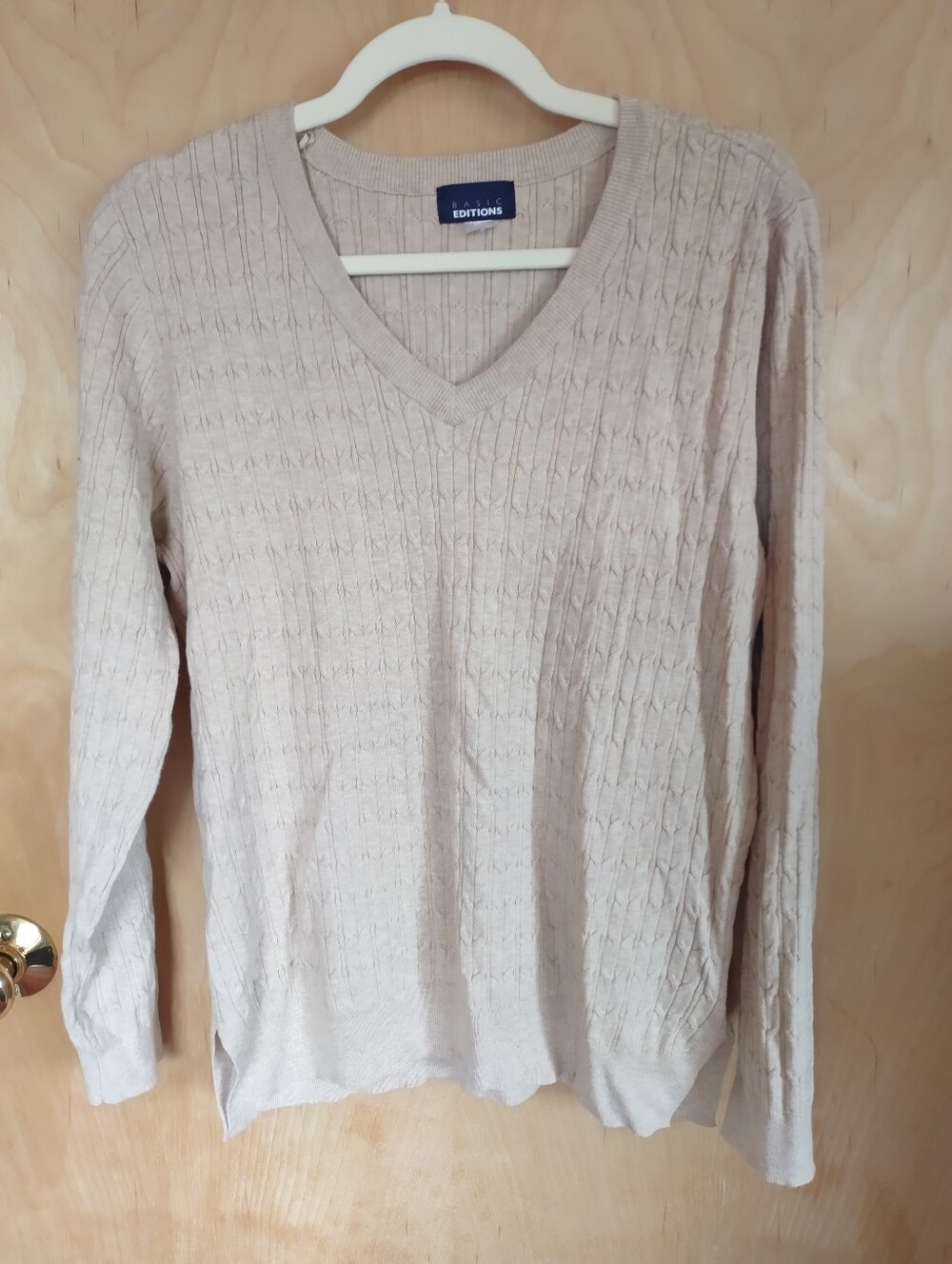 NWOT Basic Editions Cotton Cable Sweater